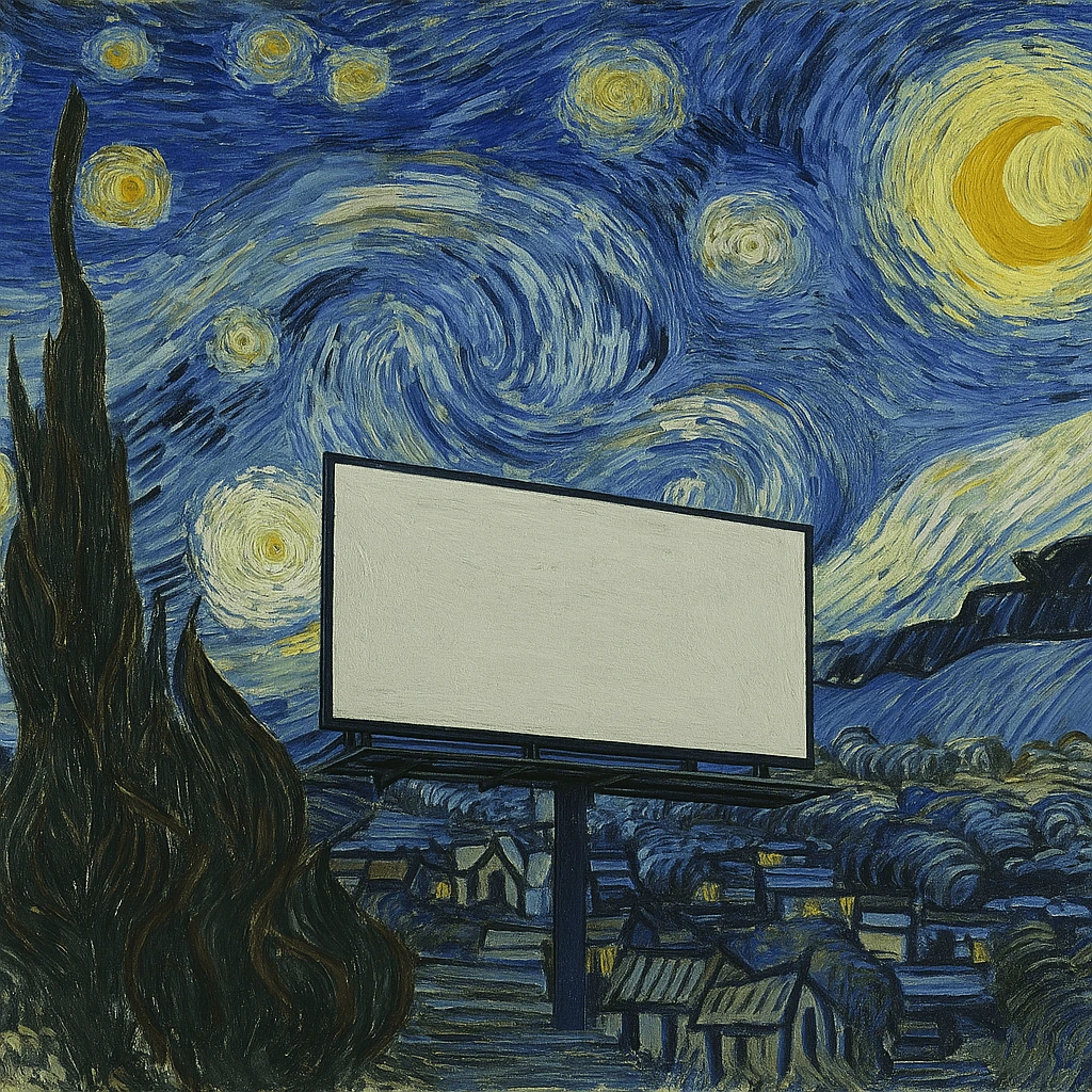 Releitura de céu estrelado com uma tela digital